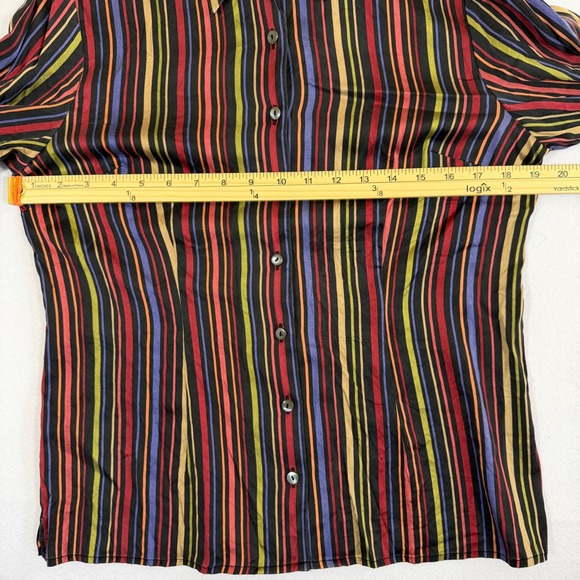 Talbots Womens Silk Stretch Striped Button Down Shirt Blouse Multi Color Size 10 - Picture 4 of 9